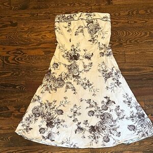 Teeze Me White and brown Floral Strapless Dress
